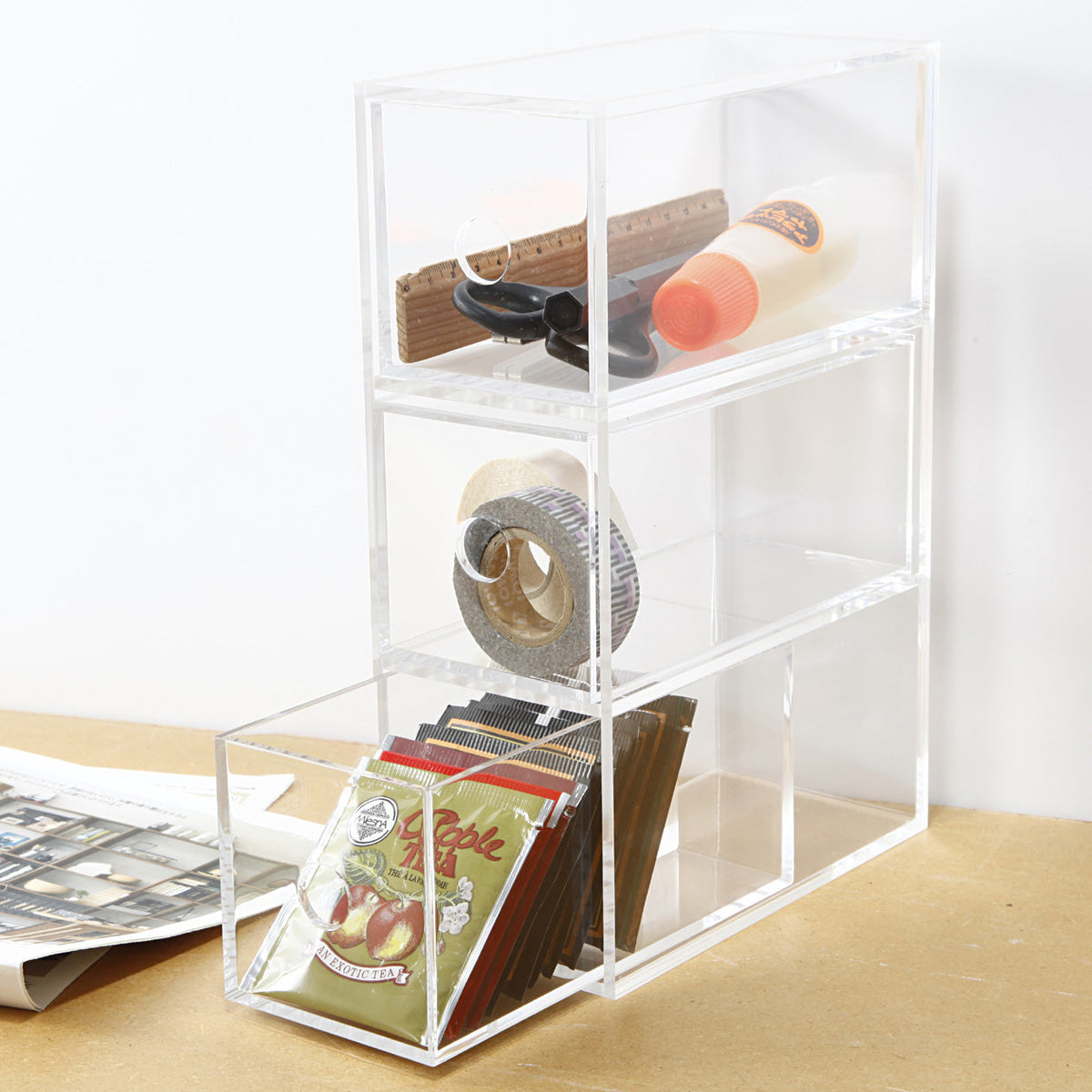 Acrylic Storage 3 Drawers Cubby