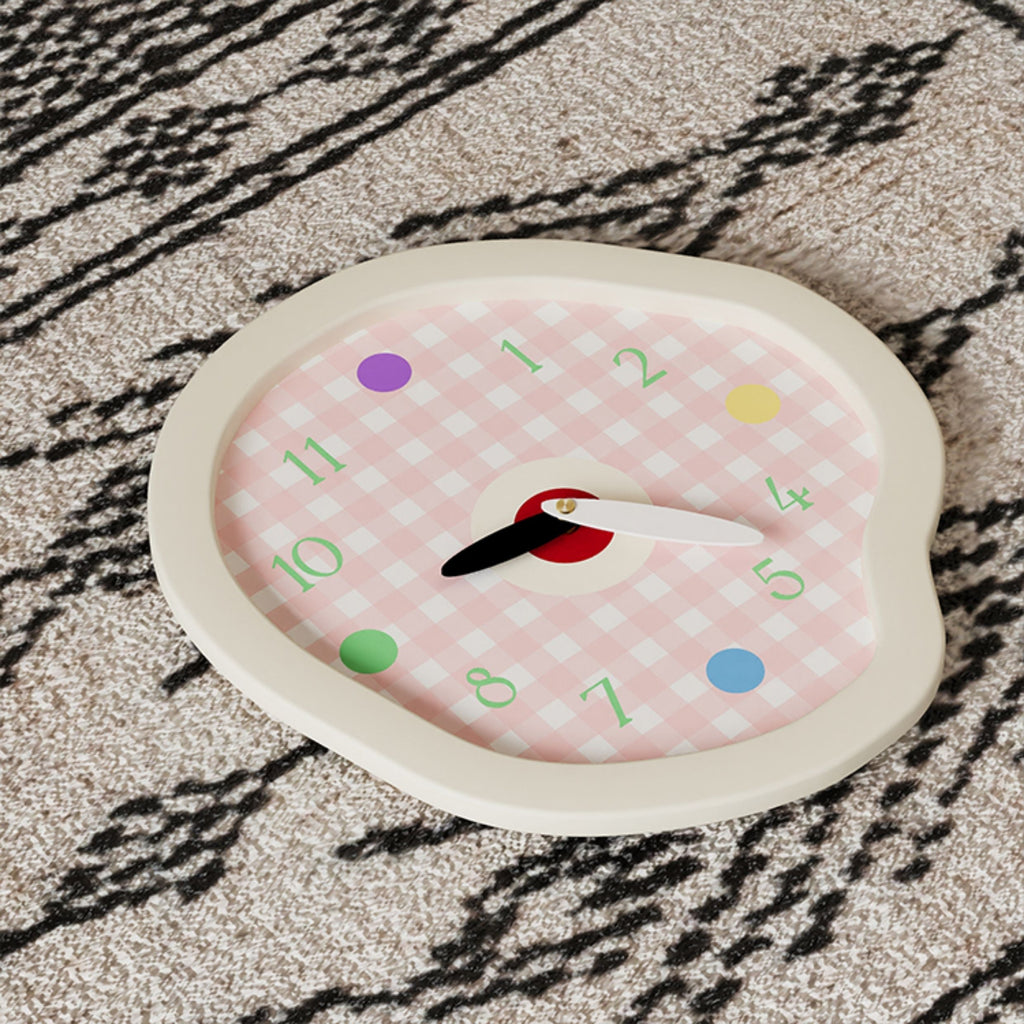 Creamy Gingham Wall Clock