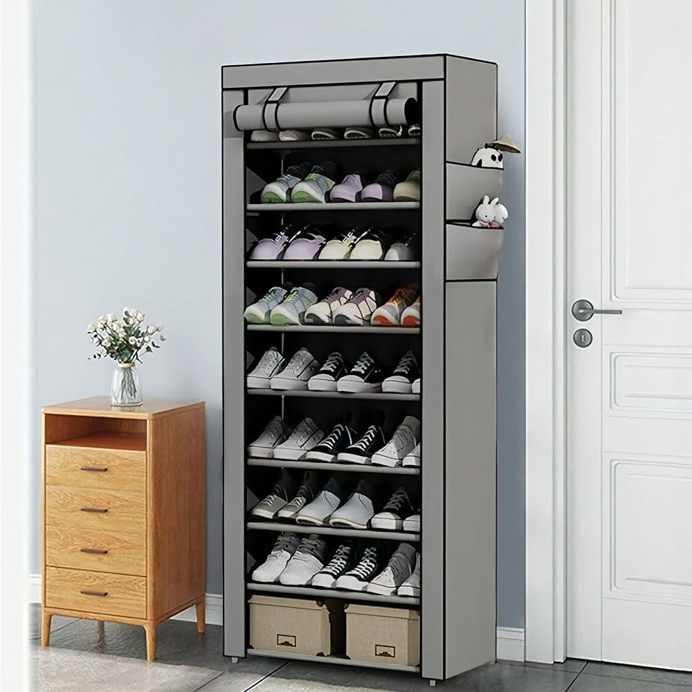 Multi-Tier Fabric Shoe Cabinet with Tool-Free Assembly for Entryway